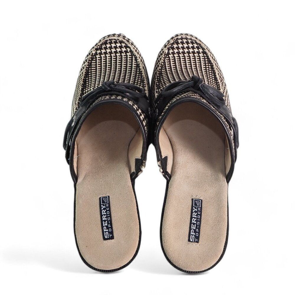 Sperry Top-Sider Houndtooth Cow Fur Clogs Black / White 9492125 Women's 10M - Picture 11 of 11